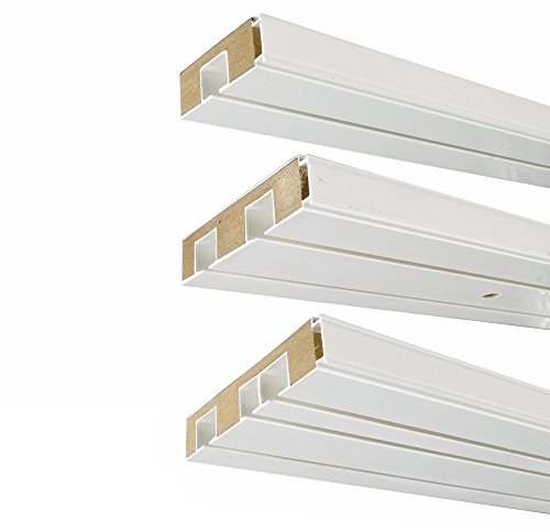 way2way | 250cm /3-läufig | Gardinenschiene Vorhangschiene - Kunststoff mit HOLZKERN (MDF)