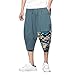Produktbild Geili Herren Leinen Hose Gedruckt Haremshose Übergröße Kurz Geschnittene Hosen für Männer Sommermode Loose Fit Taschen Wandern Klettern Casual 3/4 Hosen Kurze Hose Pants Sporthose