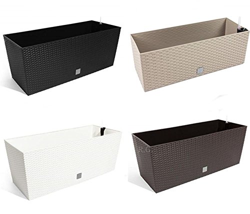 Blumentopf Blumenkasten Blumenkübel Polyrattan Bewässerung 4 Farben 2 Größen (600 anthrazit) - 8