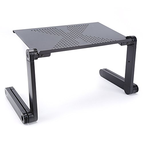 Einstellbare Laptoptisch Betttisch Notebooktisch Aluminium Notebookständer Laptopständer Schreibtisch Ständer Klapptisch mit Löcher Mausplatte - 4
