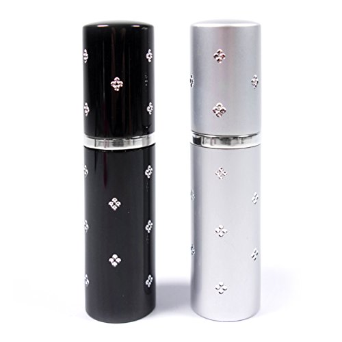 Reise Parfüm-Zerstäuber Flacon leicht nachfüllbar und perfekt für unterwegs / Reise leere Sprühflasche aus Aluminium 10ml Parfum-Zerstäuber Set in 2 Farben schwarz silber - 2