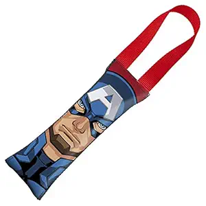 Buckle-Down Dog Tug Toy Captain American Face Shield Icon Close Up Red Red