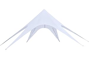 Outsunny Tente de Jardin XXL en étoile bâche Anti-Pluie Voile d'ombrage Toile de Camping 10L x 10l x 4H m Polyester Haute densité 210D imperméable Bleu Clair