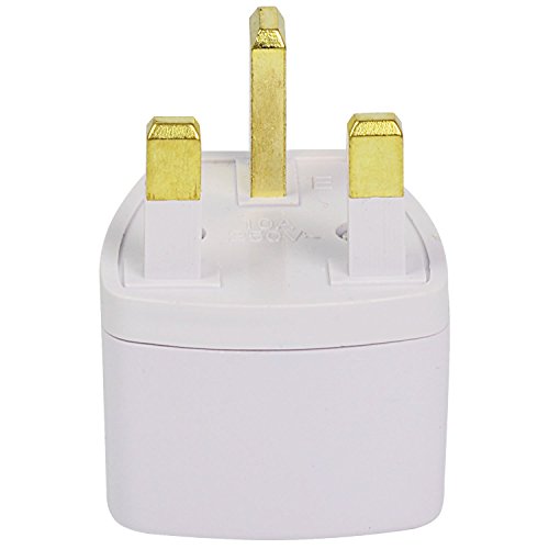 6X Reisestecker Adapter für GB UK England 3 Pin Stecker (AC 250V 13A, Farbe: Weiß) mit Material ABS für universal Anschluss - 2