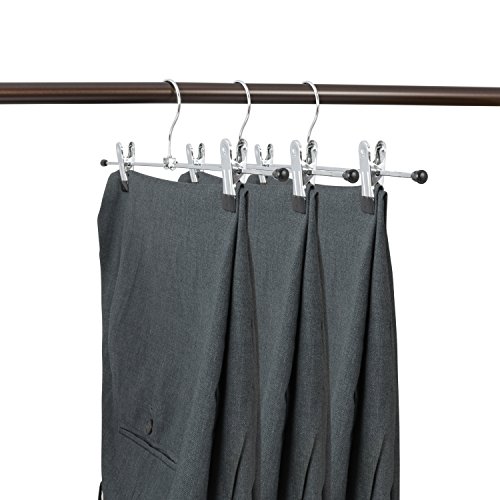 famy.Shop Metall Kleiderbügel Hosenbügel Hosenspanner rutschfest gummiert verchromt, 10 Stück, ca. 40×11,5cm - 3
