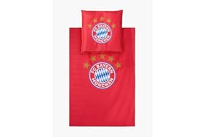 ‎FC BAYERN MÜNCHEN FC Bayern München Bettwäsche I Logo I Rot I Microfaser I 135 x 200 cm