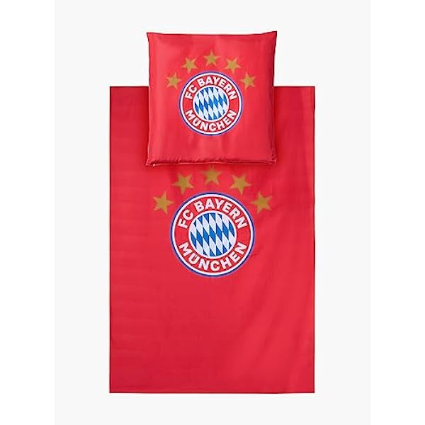 FC Bayern München Bettwäsche „Player Rot“ – Offizieller Fanartikel, 135x200 Cm + 80x80 Cm, 100% Baumwolle Renforcé, Mit Reißverschluss, Oeko-Tex Zertifiziert