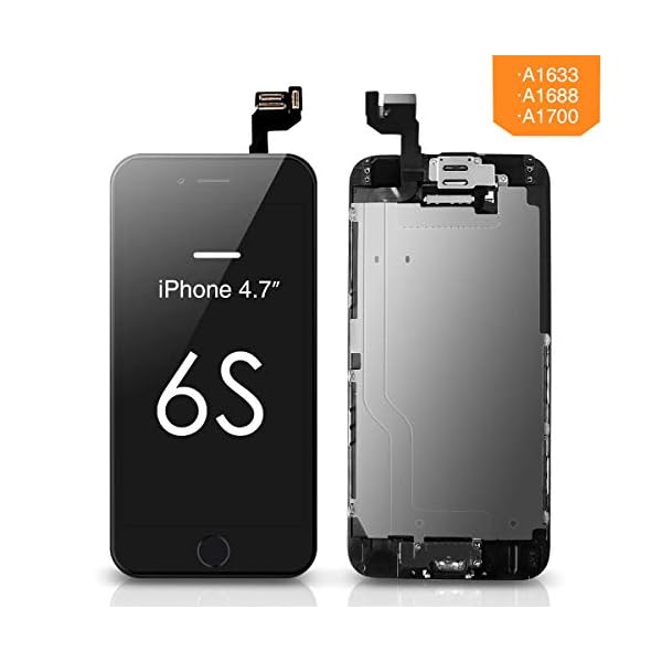 FLYLINKTECH Für iPhone 6s Display Schwarz, Ersatz Für LCD Touchscreen Digitizer vormontiert mit Home Button, Hörmuschel, Frontkamera Reparaturset Komplett Ersatz Bildschirm mit Werkzeuge – Bild 3