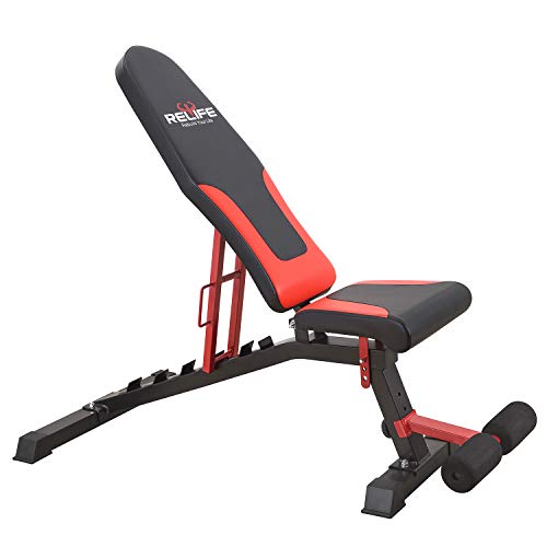 RELIFE REBUILD YOUR LIFE Banco de Pesas,Banco de Musculación,Banco de Mancuernas Plegable Ajustable Abdominales Entrenamiento Ejercicios Inclinación Respaldo Asiento