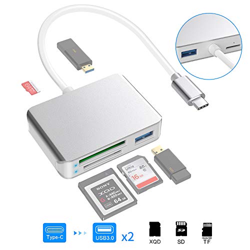 Eletrand Lettore Schede XQD/SD, Lettore Type-C XQD USB 3.0 Card Reader Lettore di Memory Card Micro SD/TF Compatibile con Sony Serie G/M, Scheda XQD Lexar 2933x/1400x USB con Windows/Mac OS.