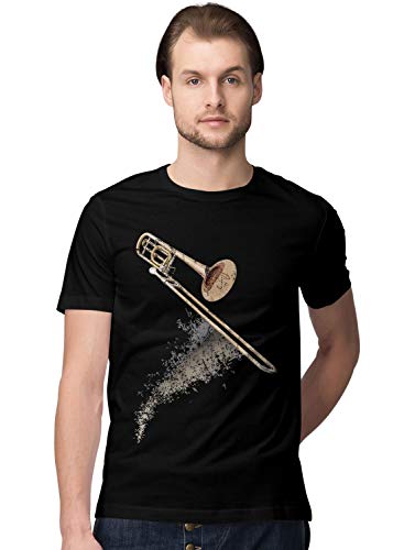 BLAK TEE Homme Flying Musical Notes Trombone T-Shirt L