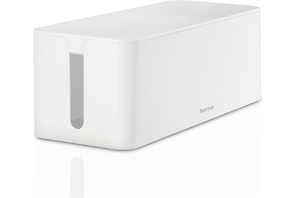 Hama Boîte pour câbles "Maxi" (Boite Rangement pour cables chargeurs et multiprises, boitier cache câbles 40x15,5x13,5cm, pieds en caoutchouc) Blanc 20662
