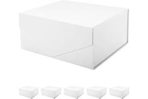 PKGMAGIC 6 Boîtes Cadeaux 22,9 x 16,5 x 8,9 CM, Boîtes de Demande en Mariage pour Demoiselle d’Honneur, Boîtes Cadeaux Vide avec Couvercle Magnétique(Blanc Mat,Texture Grainée)