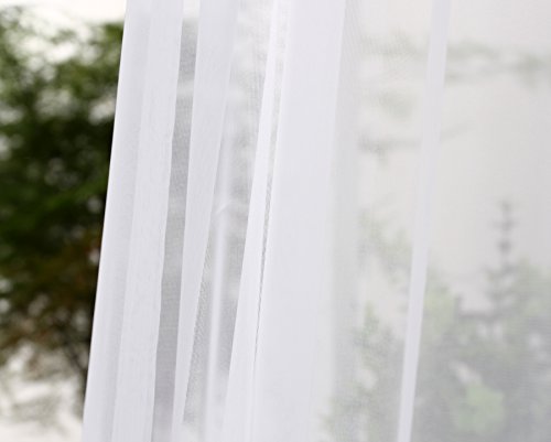 WOLTU VH5511ws Gardine Vorhang transparent mit 50mm KRÄUSELBAND Stores Schal Fensterschal Dekoschal Voile 140×245 cm Weiß - 9