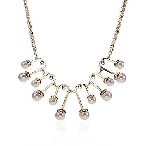 Lureme New European Style Faux Pearl Pendant Statement Necklace for Women and Girls (nl005414)