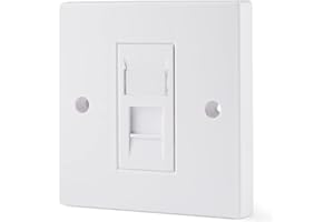 rhinocables CAT6A Ethernet Faceplate Single 1-Port/Double 2-Way RJ45 Socket Wall Plate for Ethernet Cable Networking (1, 1 Port)