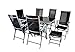 Produktbild 9tlg. Gartengarnitur Sitzgarnitur Sitzgruppe Gartenmöbel Alu Aluminium mit Glastisch 6 klappbare Stühle Hochlehner 2 Klapphocker schwarz