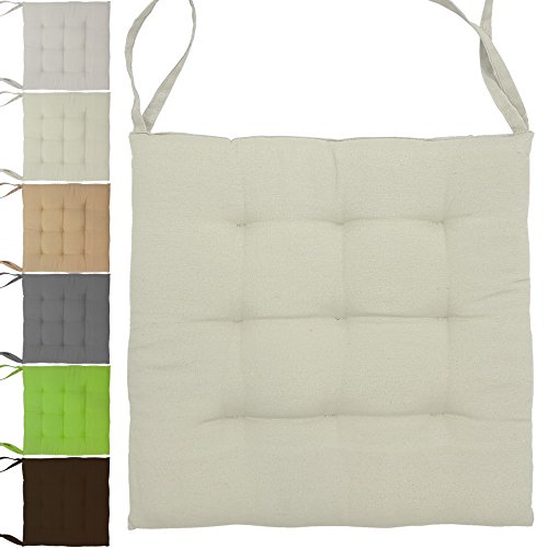 4x proheim Stuhlkissen Uni 40 x 40 cm 9er Steppung in Ecru gepolstertes Sitzkissen bequeme & komfortable Sitzauflage in Sparsets – Farbwahl - 2