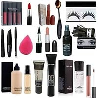 VKS COMBO: kit set of 19 red edition makeup kit foundation cocealer makeup fixer spray matte lipstick (19 Items in the set)