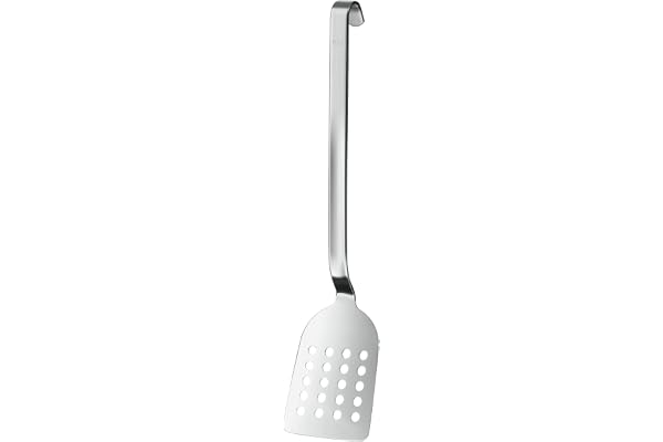 RÖSLE Pelle à Crêpes - Ustensile Cuisine de Qualité - Pour Retourner les Aliments - Avec Manche à Crochet, Surface Perforée et Lame Arrondie - Inox 18/10 - Passe au Lave-Vaisselle