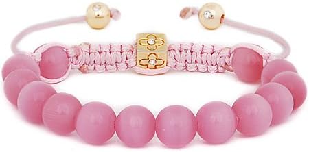 Zebredellas Shamballa Friendship Genuine Pink Cats Eye beads &amp; gold plated box with clear crystals, adjustable unisex latest celebrity craze