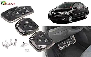 Selifaur - 3 Pcs Black Non-Slip Manual Car Pedals kit Pad Covers Set for Toyota Etios