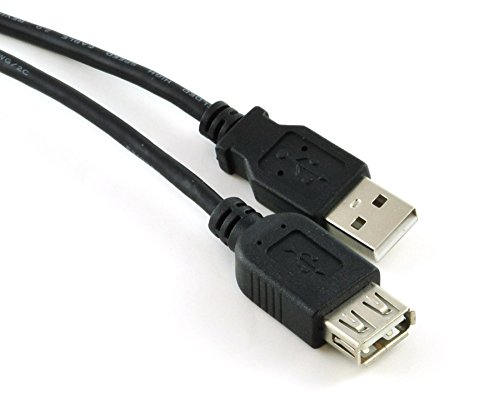 RHOMBUTECH® – 5m Premium USB 2.0 Hi-Speed Kabel, Verlängerungskabel, A-Stecker auf A-Buchse, Datenkabel, Anschlusskabel, doppelt geschirmt (5m, schwarz) - 2