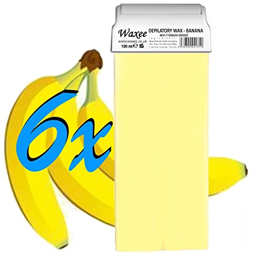 Roll on, roller wax cartridge 100ml BANANA with Titanium Dioxide (6 x 100ml roll-on wax)