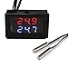 Produktbild ecronoo DC 4-28V Temperaturmesser Dual Digital Display Thermometer, 2 Stück Wasserdicht NTC Temperatursensor Sonde Hohe Präzision, Messung Temp Detektor Lehre