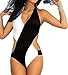 Produktbild LETSDO Color Block Chic Glamour Monokini Badeanzug Sexy für Frauen (L Größe Kann Nur die Größentabelle Folgen, schwarz weiß)