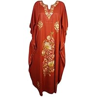 Womens Designer Caftan Embellished Kimono Red Luxury Maxi Kaftan One Size