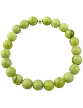 Sunsara Traumsteinshop Edelstein Armband - Jade Nephrit 8 mm Kugeln (Perlen) und echt 925er Silberkugel - Heilsteinarmband...