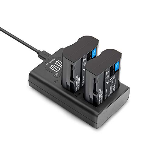 Onshida Cargador EN-EL15/EL15a con 2 Baterías Recargables, Compatible con D7100, D750, D7000, D7200, D810, D610, D800, D600, D800E, D810 A, etc. Color Negro