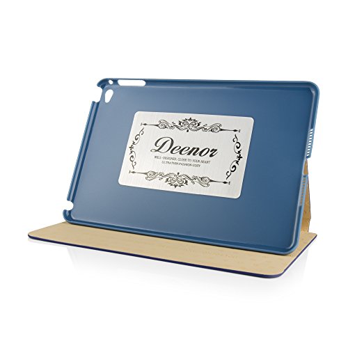 iPad Mini 4 Hülle, Deenor Colour Series Premium PU Leder Ultra Slim Light Weight Auto aufwachen / Schlaf Funktion Schutzhülle Hülle für Apple iPad Mini 4, Free: Screen Protector + Stylus Pen + Cleaning Cloth. (Dark blue circles) - 3