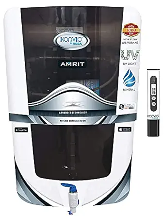 Konvio Neer Jeeone RO + UV + UF + TDS Adjuster Water Purifier with Advance UV and High TDS Membrane (Black Mineral), 12 Liter