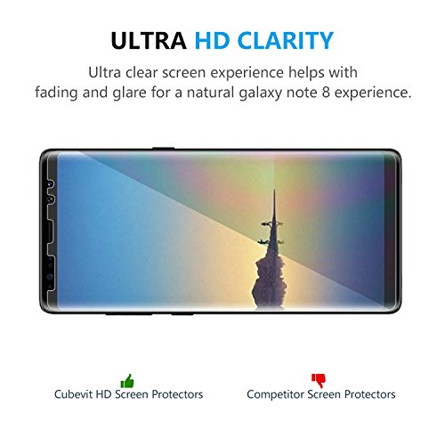 Galaxy Note 8 Protector de Pantalla   2-Pack  Cubevit Protector de Pantalla para Samsung Galaxy Note 8  No Burbujas   Ultra Trasparente TPU Aplicado en H  medo Protector de Pantalla Vidrio para Galaxy Note 8