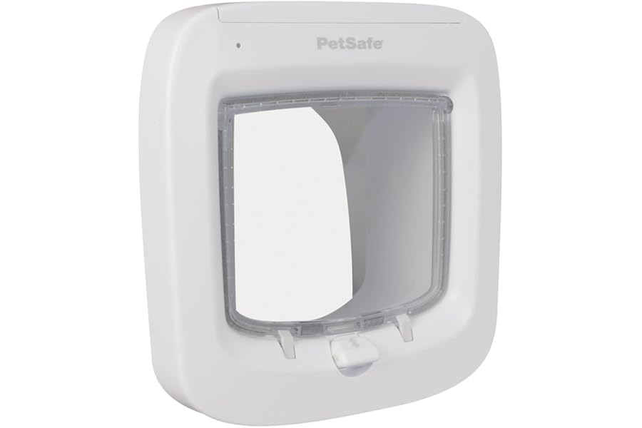 PetSafe Microchip Cat Door - Exterior or Interior Cat Flap - Multi-User RFID Access for up to 40 Pets - 4-Way Locking, Weatherproof, DIY Easy Install - White