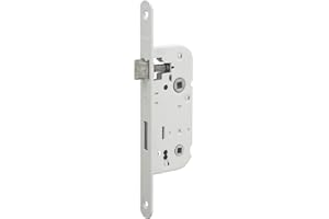 Serrure à Encastrer A40 NF à Condamnation - Têtière Bout Rond - Coffre Acier Embouti - Livré avec 1 Clé, 6 Variures - Made in France - Finition Époxy Blanc Granité - THIRARD