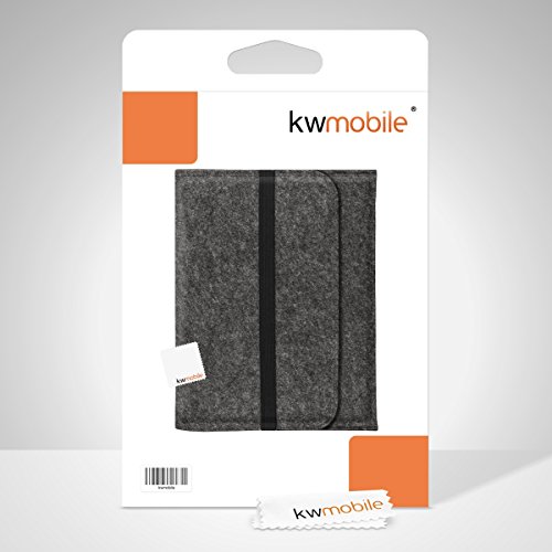 kwmobile Laptoptasche Filz Sleeve für Medion Akoya P2214T – Notebook Tasche Schutzhülle Laptop Case Hülle in Dunkelgrau mit Innentaschen - 6