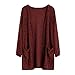 Produktbild SuperSU Frauen Herbst Langarm Tops Bluse lose Lange Strickjacke Mantel Jacke Outwear Long Cardigan Oversize Lang Kimono Cardigan Strickmantel mit Seitenschlitzen Gestrickt Poncho Asymmetrisch Grau