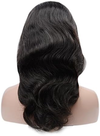 HmtAfro Full Lace Wig Human Hair with Baby Hair 160% Density 9A Grade (Natural Color) (14'', body wave)