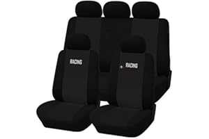 Susy Shop Coprisedili auto universali Made in Italy - Racing - schienali posteriori con 2 zip - airbag compatibili (Nero/Nero)