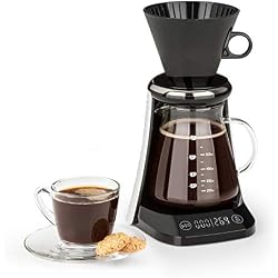 Klarstein craft coffee - Cafetière filtre, Pour over, Machine à café, Préparation manuelle, Café gourmet, Balance, Minuterie, Cruche en verre, 600 ml, Contrôle tactile, noir et blanc