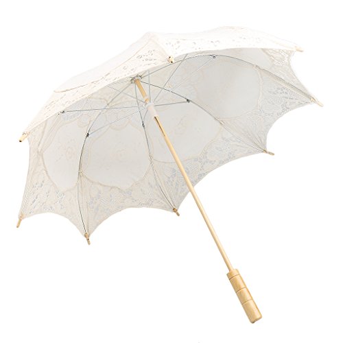 Gazechimp Hochzeit Parasol Sonnenschirm Spitzenschirm Brautschirm Regenschirm Beige - 6