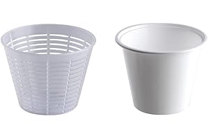 MAUQI - 5 Pz. Fuscelle con Raccoglisiero - Forme contenitori da 250/300 gr. per Formaggio - Caciotta - Ricotta ecc - Made in Italy. (5 Fuscelle 250/300 gr + 5 Raccoglisiero)