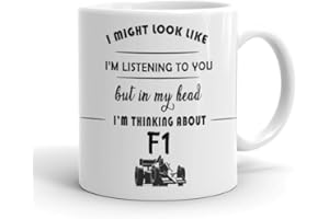 VIROSA F1 Mug – “in My Head I’m Thinking About F1” – 11oz Ceramic Coffee Cup – Gift for Formula One Fans – Motorsport Present