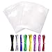 Price comparison product image YoungRich 300 PCS Transparent Sachet Bag Food Bag with 400 Twisted Links in 8 Colors Torsion Ties for Breads Biscuits Cakes Sweets Chocolates Fruits Wedding Cookie Gift
