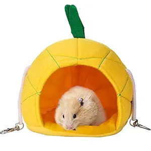 Jetec Pineapple Hammock Soft Hamster House Bed Small Animals Hamster Hanging House Cage Nest Sugar Glider Cage Accessories for Guinea Pig Rat Chinchilla Small Pets Sleeping Playing