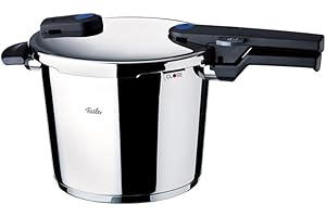 Fissler Vitaquick Pentola a pressione in acciaio inox 6 L, 22 cm, 2 livelli di cottura, adatta a fornelli a induzione, impilabile