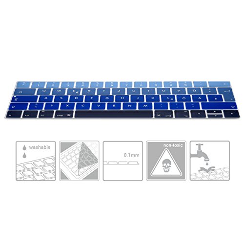 kwmobile Tastaturschutz Apple MacBook Pro 13″ / 15″ (ab 2016) Touchbar – QWERTZ Silikon Laptop Tastaturfolie – Notebook Tastaturschutzfolie Hellblau Dunkelblau - 3